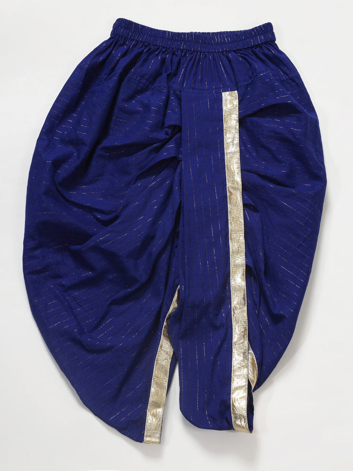 Blue Minimal Zari Embroidery Cotton Kurta Dhoti set | SHOBITAM