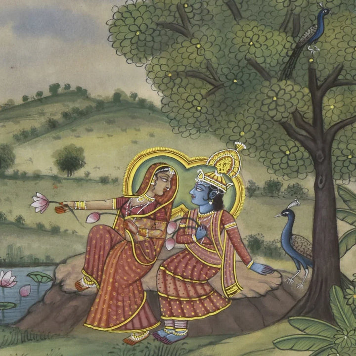 4x3 feet Radha Krishna Painting in Pastoral Bliss | SHOBITAM