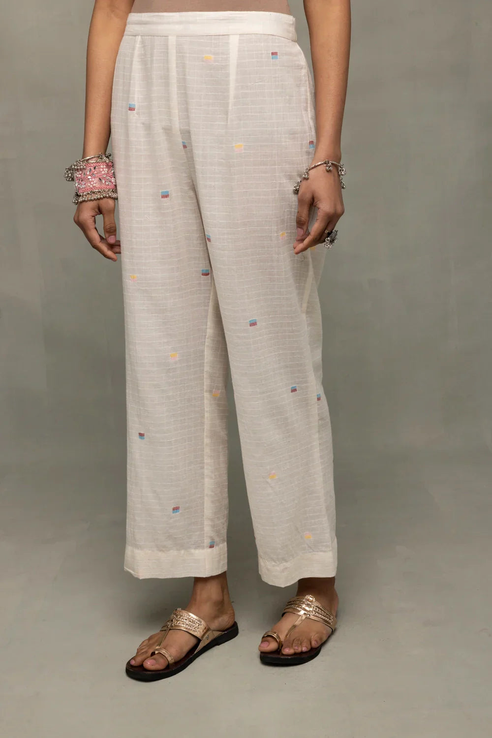 Ivory Jamdani Slit Co-Ord Set | SHOBITAM