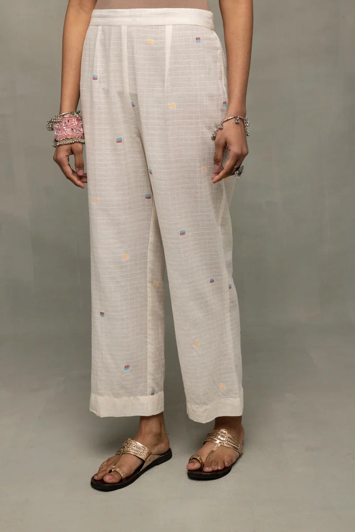 Ivory Jamdani Slit Co-Ord Set | SHOBITAM