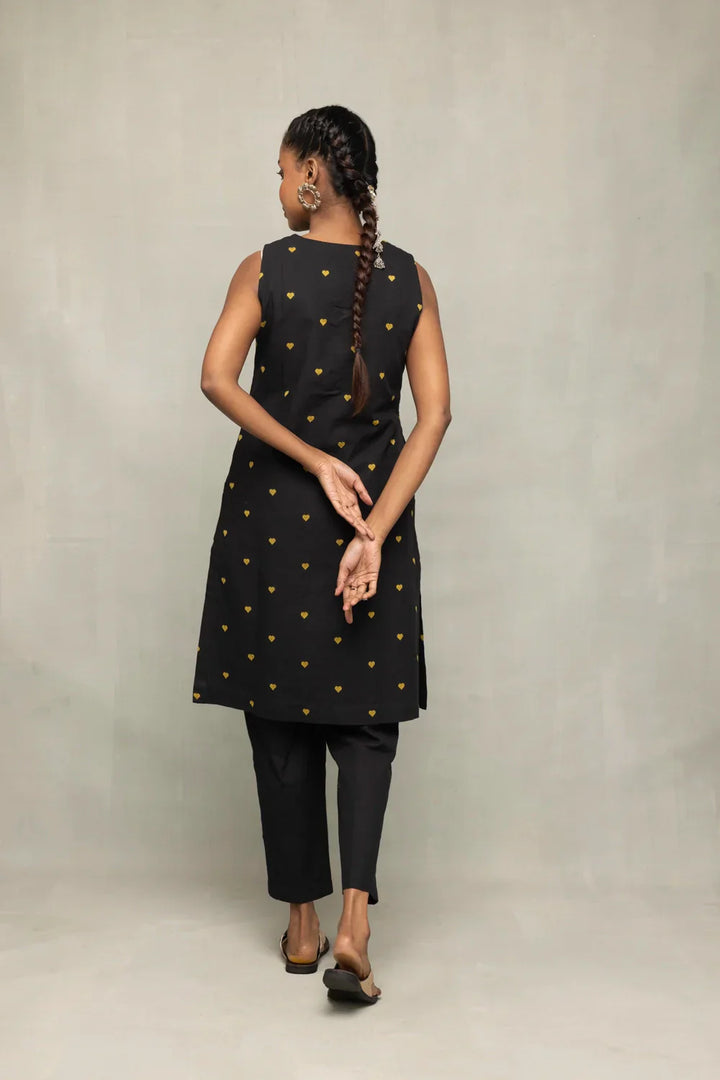 Black & Yellow Hearts South Cotton Co-Ord Set