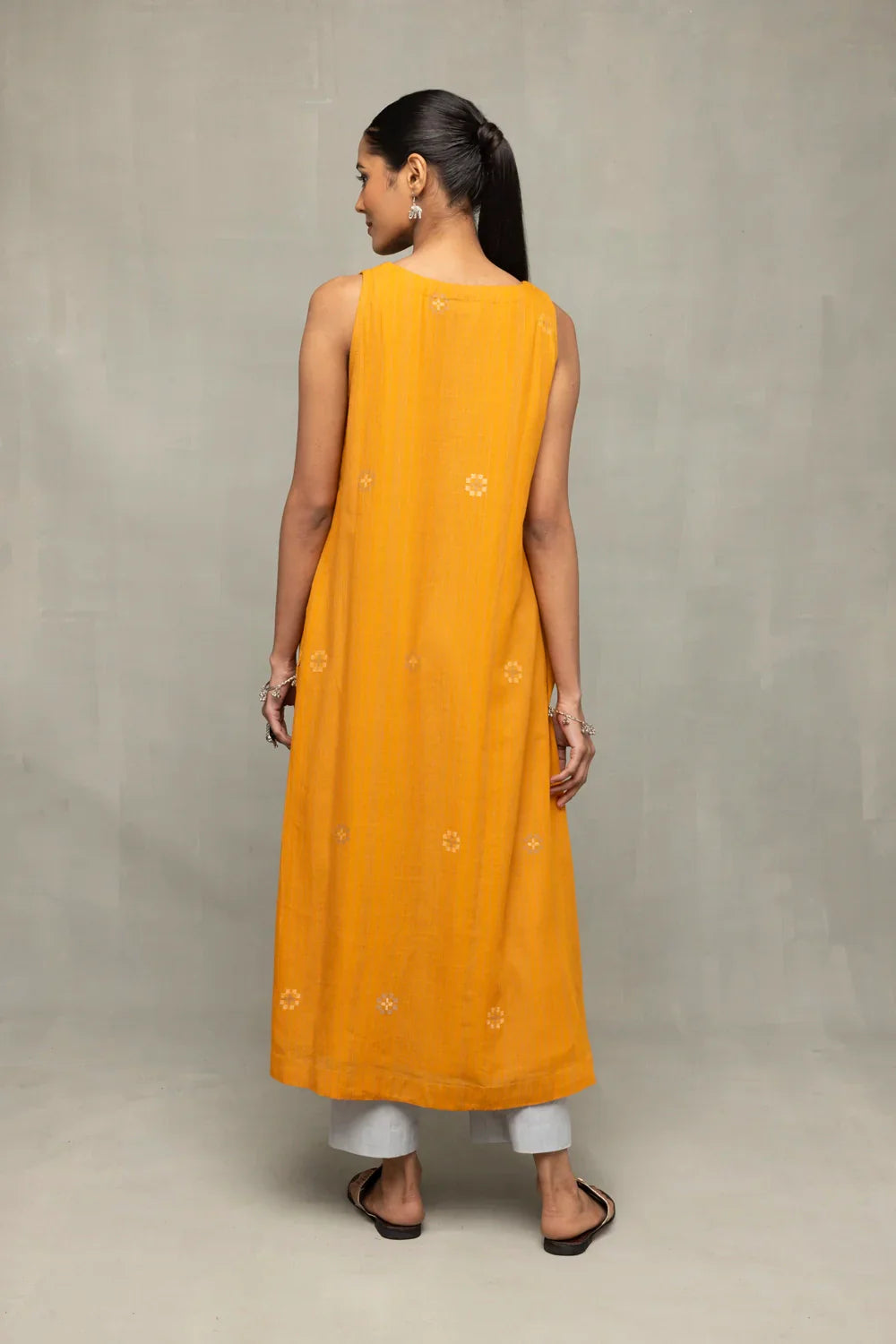 Mustard & Moonlight Jamdani Kurta Set with Dupatta | SHOBITAM