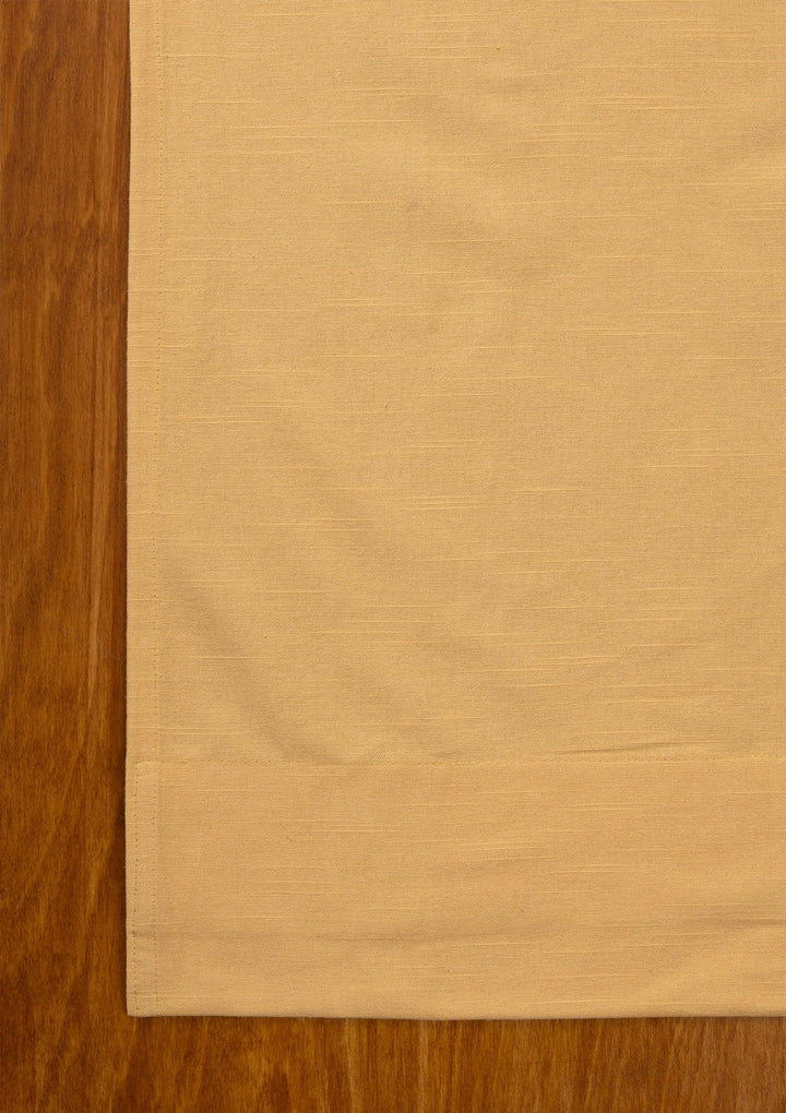 Amber Yellow 100% Cotton Plain Curtain for living room & bedroom - Light Reduction - Single Piece | SHOBITAM