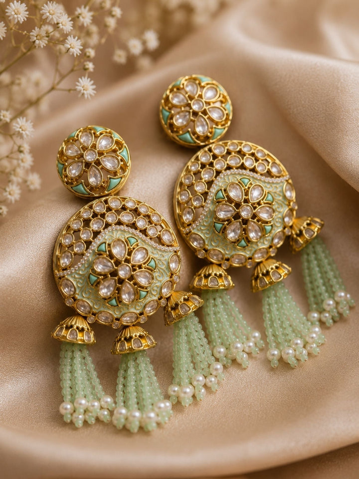 Kundan Tassel Earrings in Gold Finish – Festive Wear | SHOBITAM