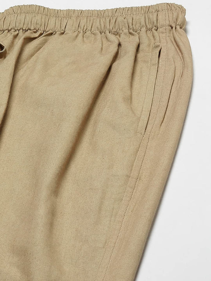 Men Khaki Solid Pyjamas, two side pockets  | SHOBITAM