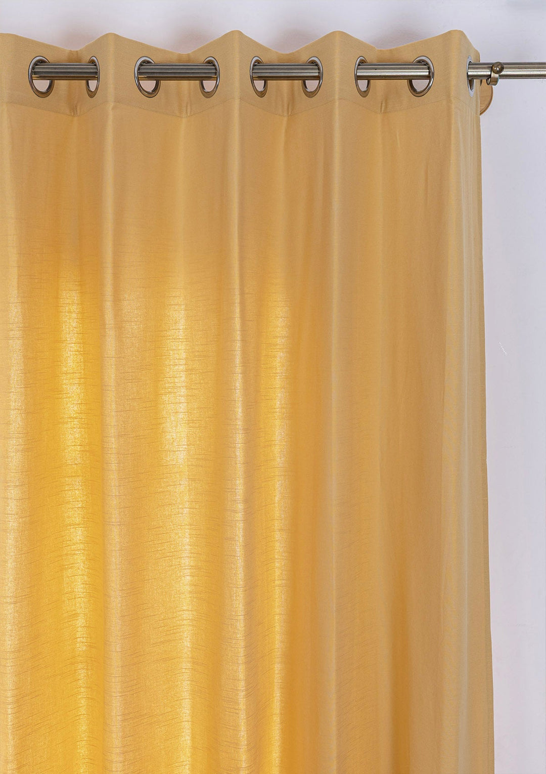 Amber Yellow 100% Cotton Plain Curtain for living room & bedroom - Light Reduction - Single Piece | SHOBITAM