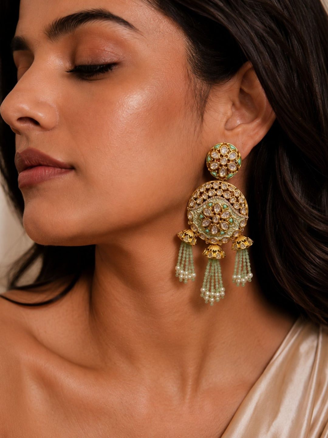 Kundan Tassel Earrings in Gold Finish – Festive Wear | SHOBITAM