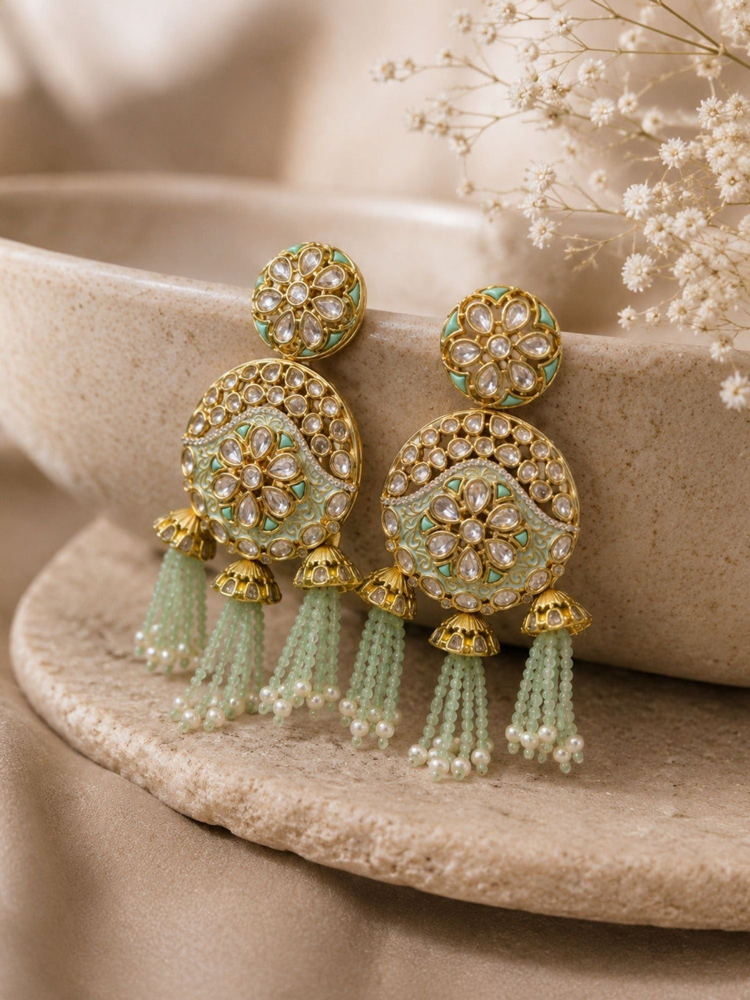 Kundan Tassel Earrings in Gold Finish – Festive Wear | SHOBITAM