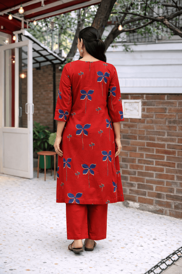 CRANBERRY Cotton Red Kurta Set Of 2