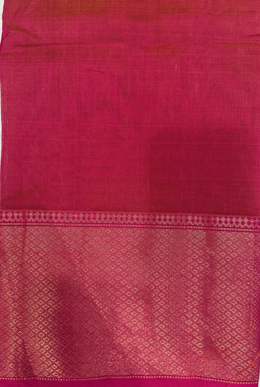 Handwoven Maheshwari Silk Cotton Saree in Orange and Pink Combination with Zari Border