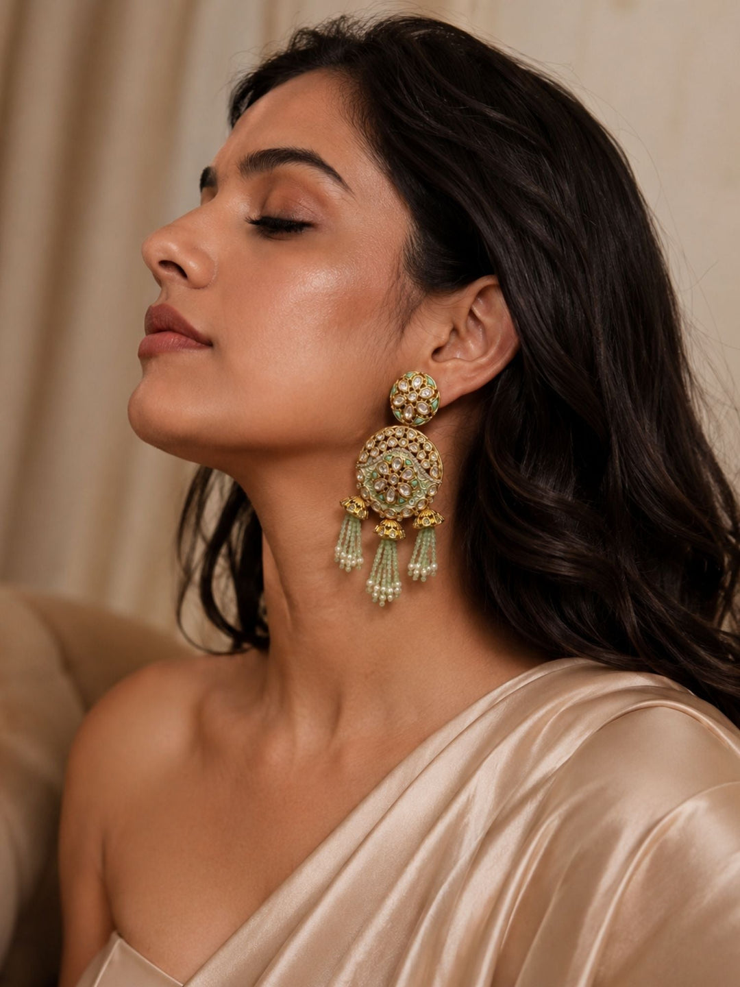 Kundan Tassel Earrings in Gold Finish – Festive Wear | SHOBITAM