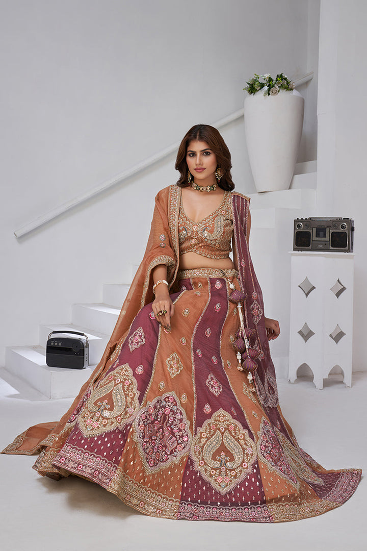 Aarvika- Shades of Spring Rust  Lehenga | SHOBITAM