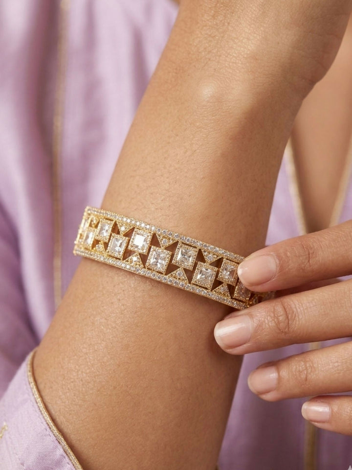 Gold Plated Polki Diamond Bangles | SHOBITAM
