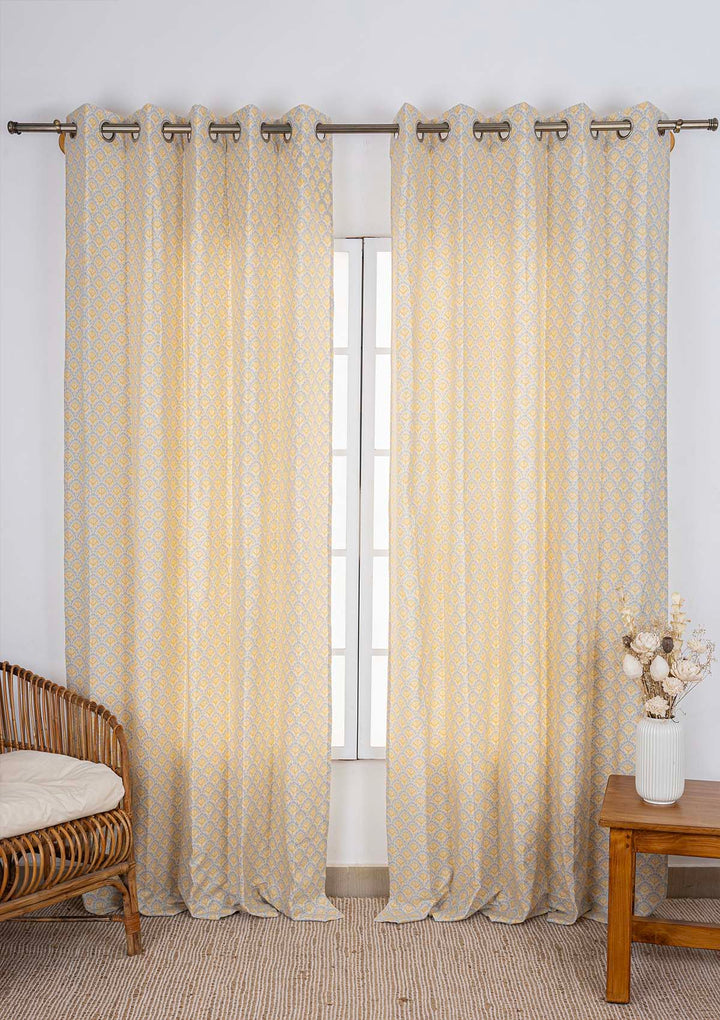 Pakkshi 100% Cotton Printed Curtain for living room & bedroom - Light Reduction - Multicolor - Single Piece | SHOBITAM