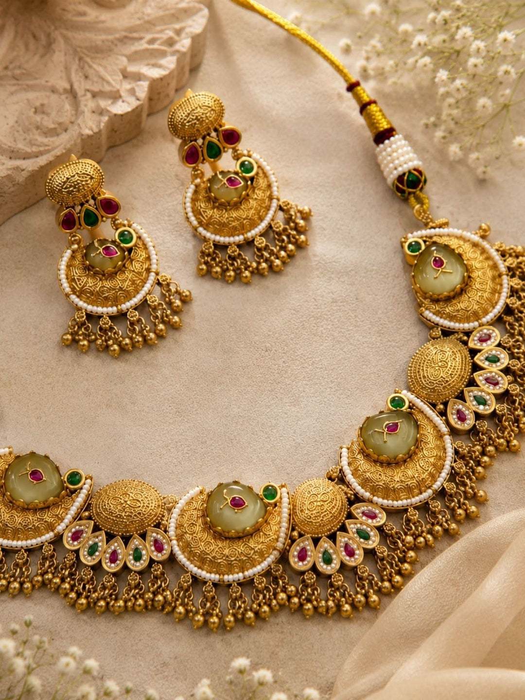 Kundan Necklace Set in Gold Plating – Wedding | SHOBITAM