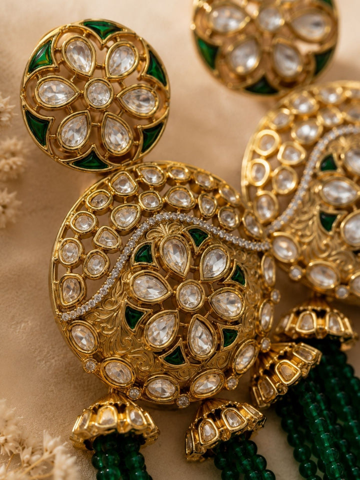 Kundan Tassel Earrings in Gold Finish – Festive Wear | SHOBITAM