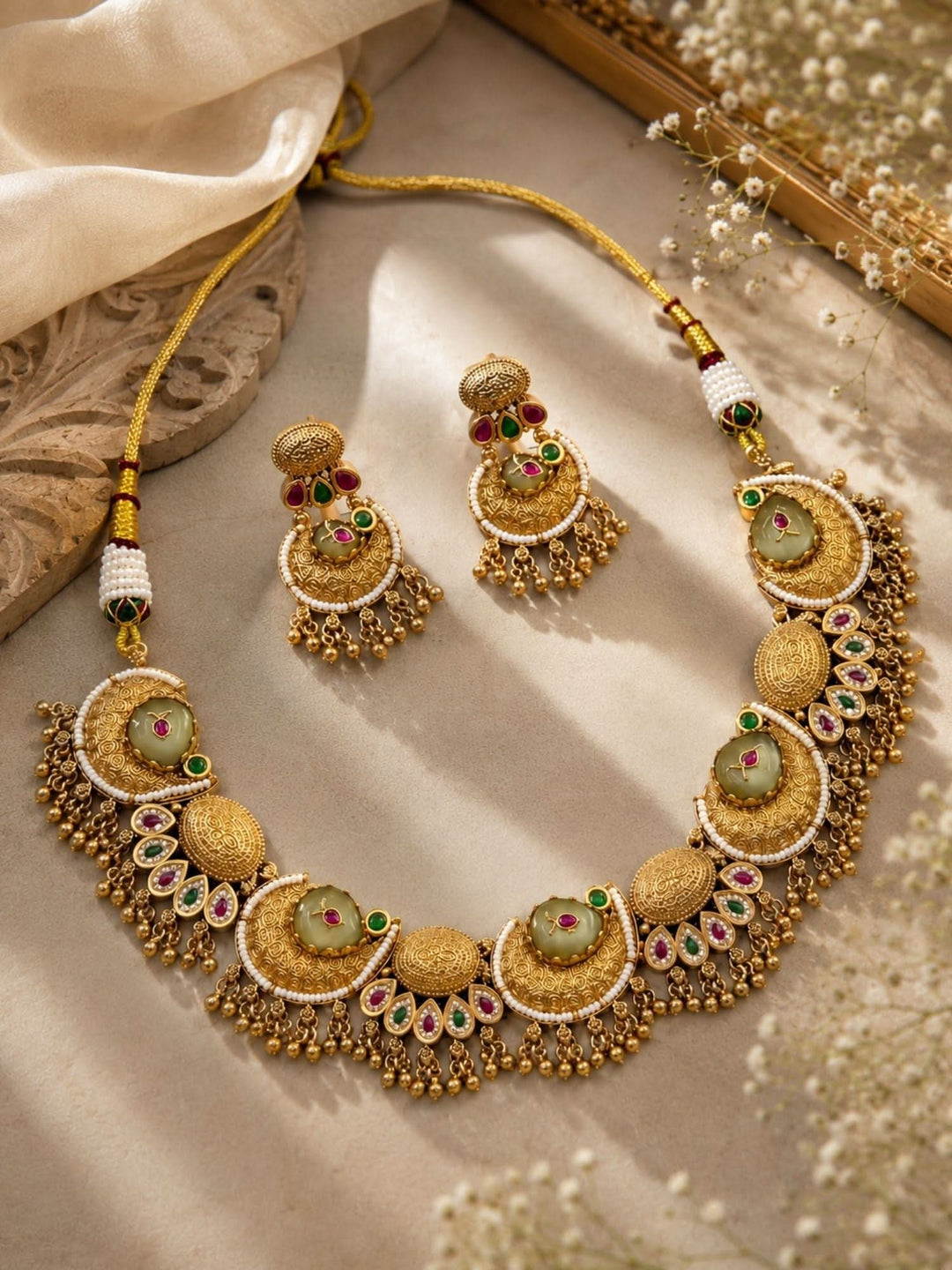 Kundan Necklace Set in Gold Plating – Wedding | SHOBITAM