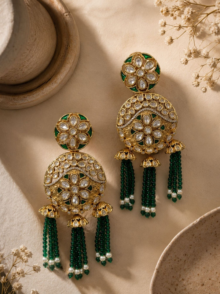 Kundan Tassel Earrings in Gold Finish – Festive Wear | SHOBITAM