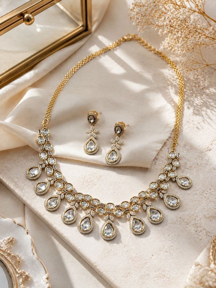 Kundan Necklace Set in Gold Plating – Bridal | SHOBITAM