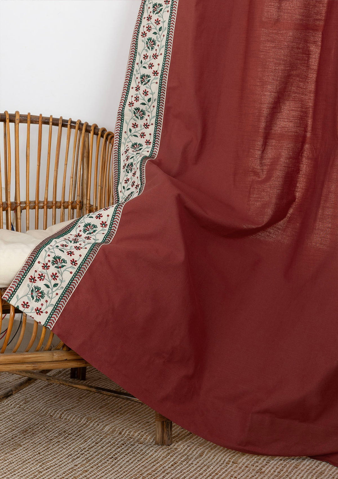 Kadamba Crimson Red 100% Cotton Plain Curtain for living room & bedroom - Room Darkening - Single Piece | SHOBITAM