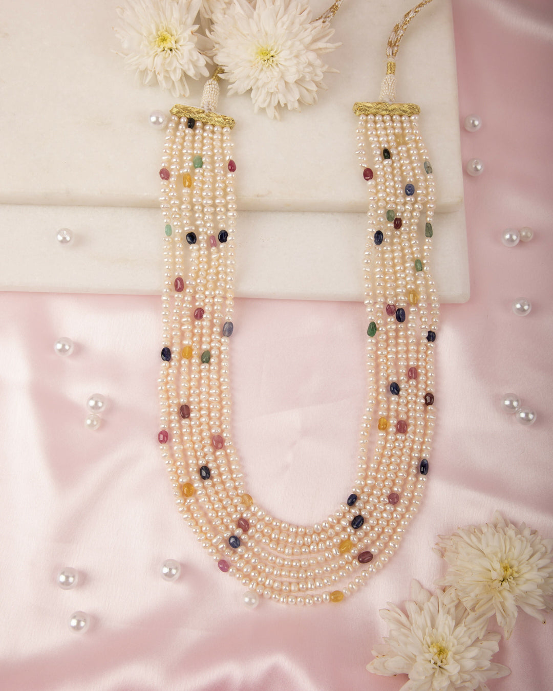 Rangmala Pearl Necklace- Natural Sapphires & Pearls | SHOBITAM