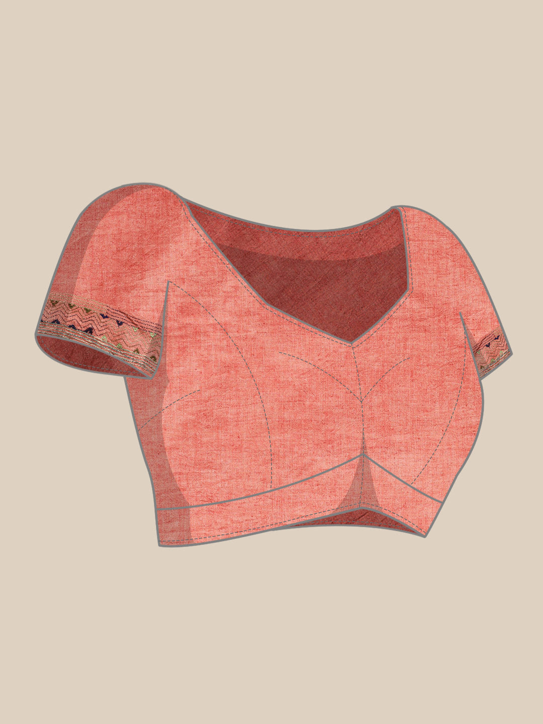 Peach Khesh Kantha Cotton Saree