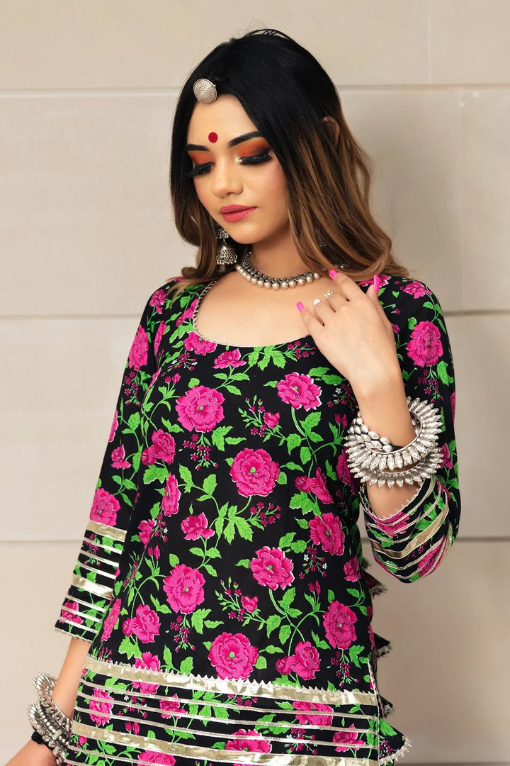 GULMOHAR COTTON HAND BLOCK SKIRT SET | SHOBITAM