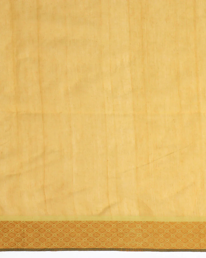 Lime green Golden Jacquard Cotton Saree