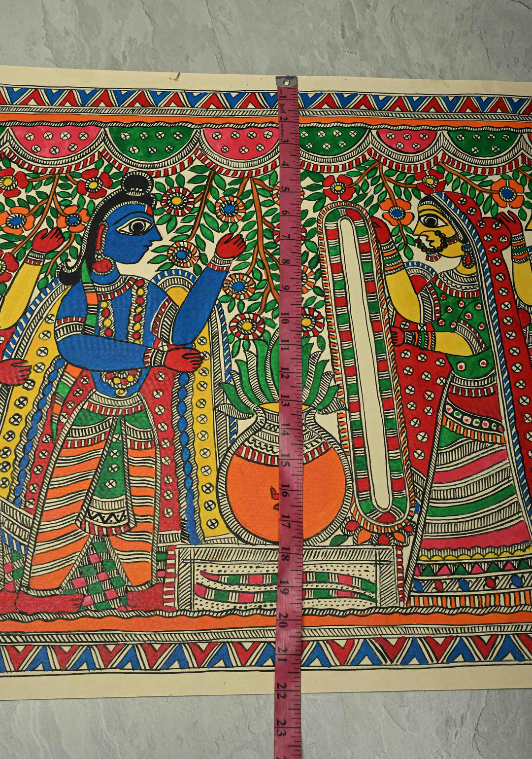 Sita Varmala on Madhubani wall painting, unframed, Unframed,30 x 22 | SHOBITAM