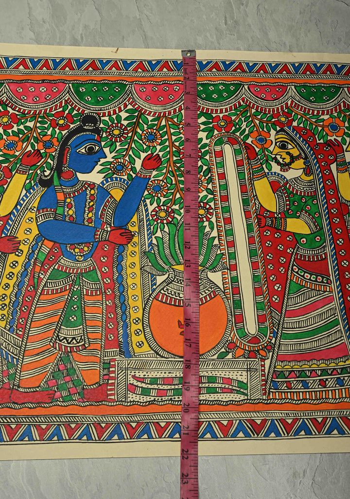 Sita Varmala on Madhubani wall painting, unframed, Unframed,30 x 22 | SHOBITAM