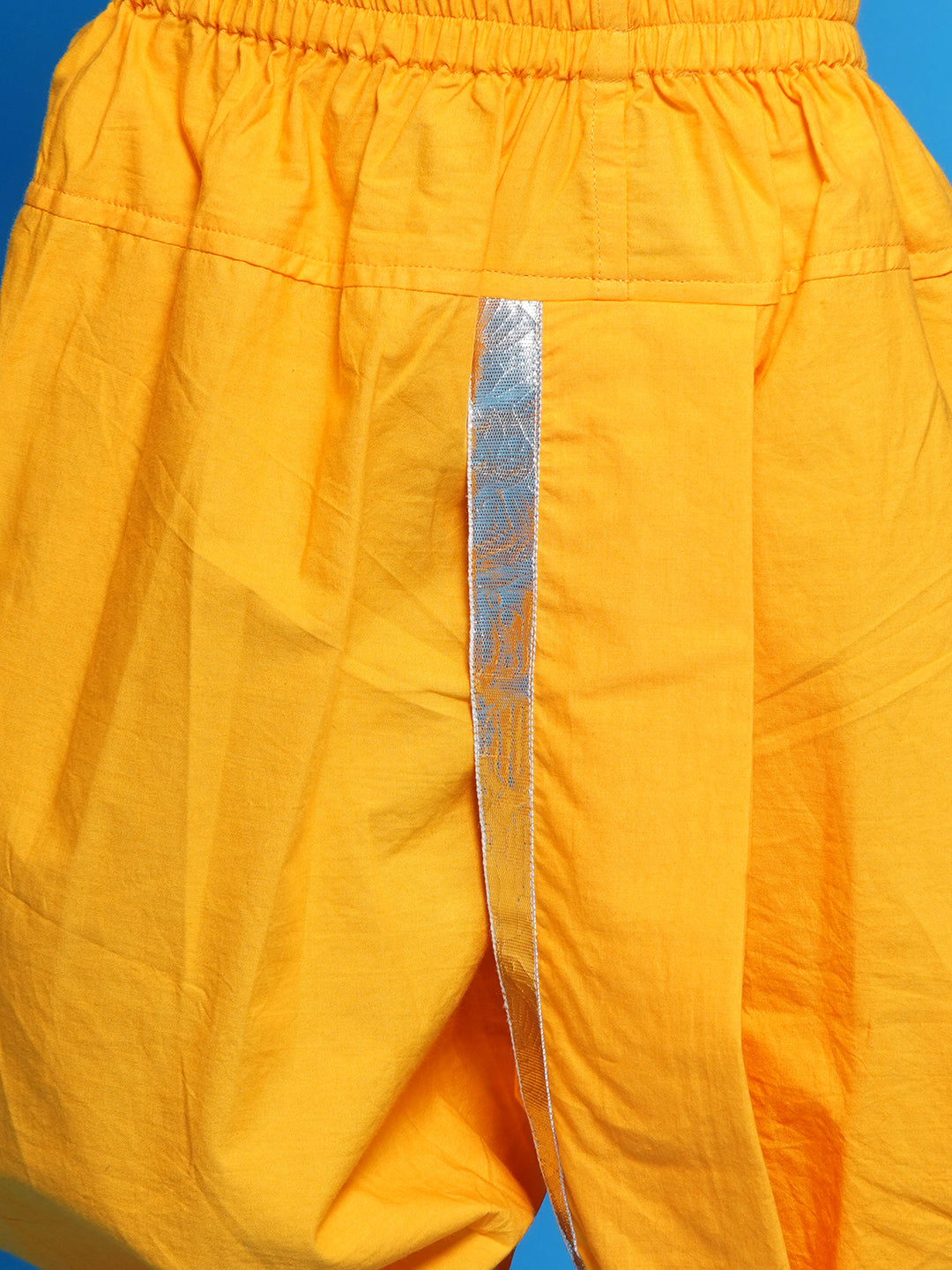 Mulberry Silk Full Sleeves Floral and Leaf Embroidery Sherwani with Dhoti - Yellow