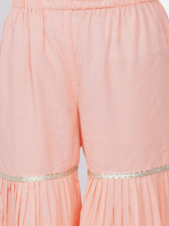Girls Gotta Patti work Kurta frock with Sharara and Dupatta | SHOBITAM
