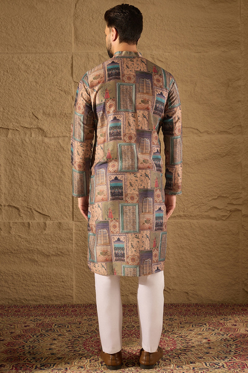 Multi Viscose Rayon Ethnic Motifs Embroidered Straight Kurta with Trouser  | SHOBITAM