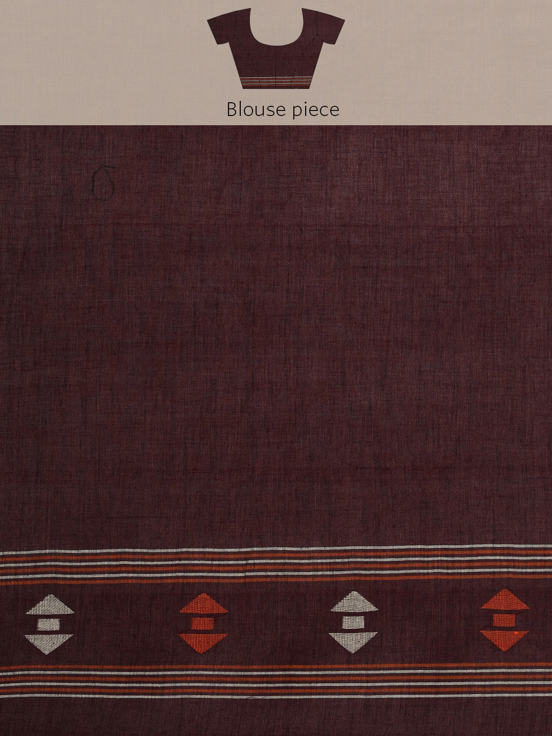 Brown Orange Jamdani Cotton Saree with blouse piece | SHOBITAM