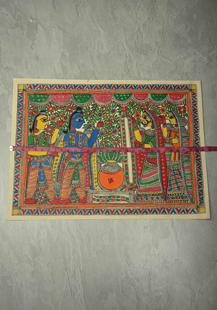 Sita Varmala on Madhubani wall painting, unframed, Unframed,30 x 22 | SHOBITAM