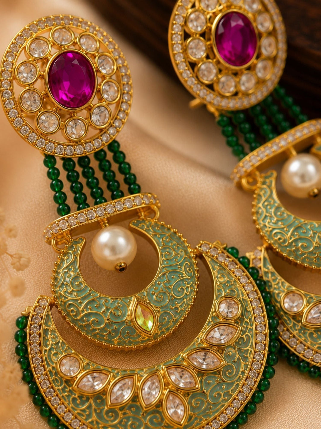Chandbali Earrings in Gold Finish – Festive Wear | SHOBITAM