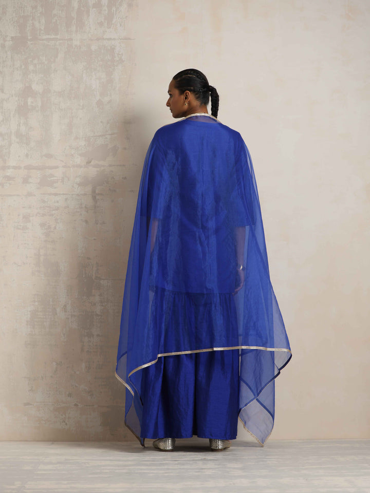 Electric Blue Sharara Dupatta Set | SHOBITAM