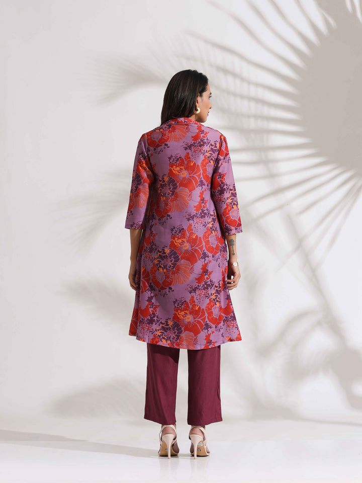 Purple Print Kurta Co-ord Set | SHOBITAM