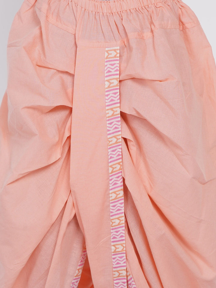 Boys Marwadi Angrakha with Dhoti - Peach  | SHOBITAM