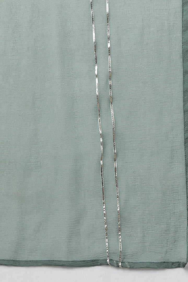 Teal Poly Silk Embroidered Kurta Trousers With Dupatta  | SHOBITAM
