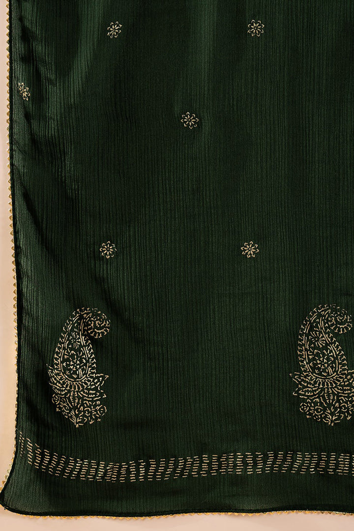 Green Silk Blend Embroidered Anarkali Suit Set   | SHOBITAM