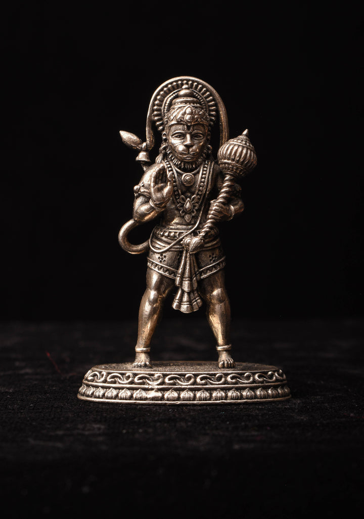 Pure 92.5 silver antique finish Hanuman 2D Idol 2.25"