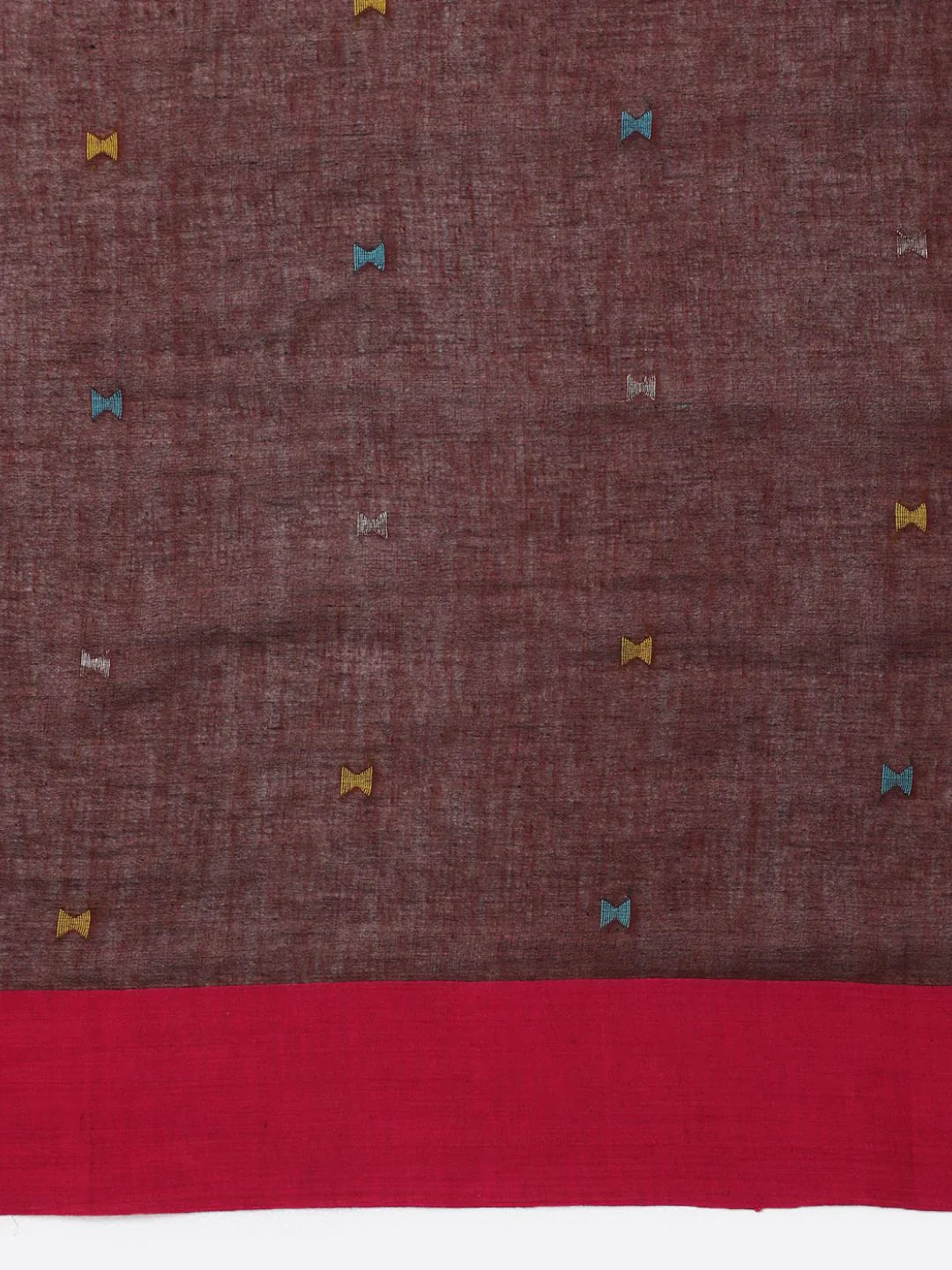 Brown Handloom Jamdani Cotton Saree With Blouse Piece