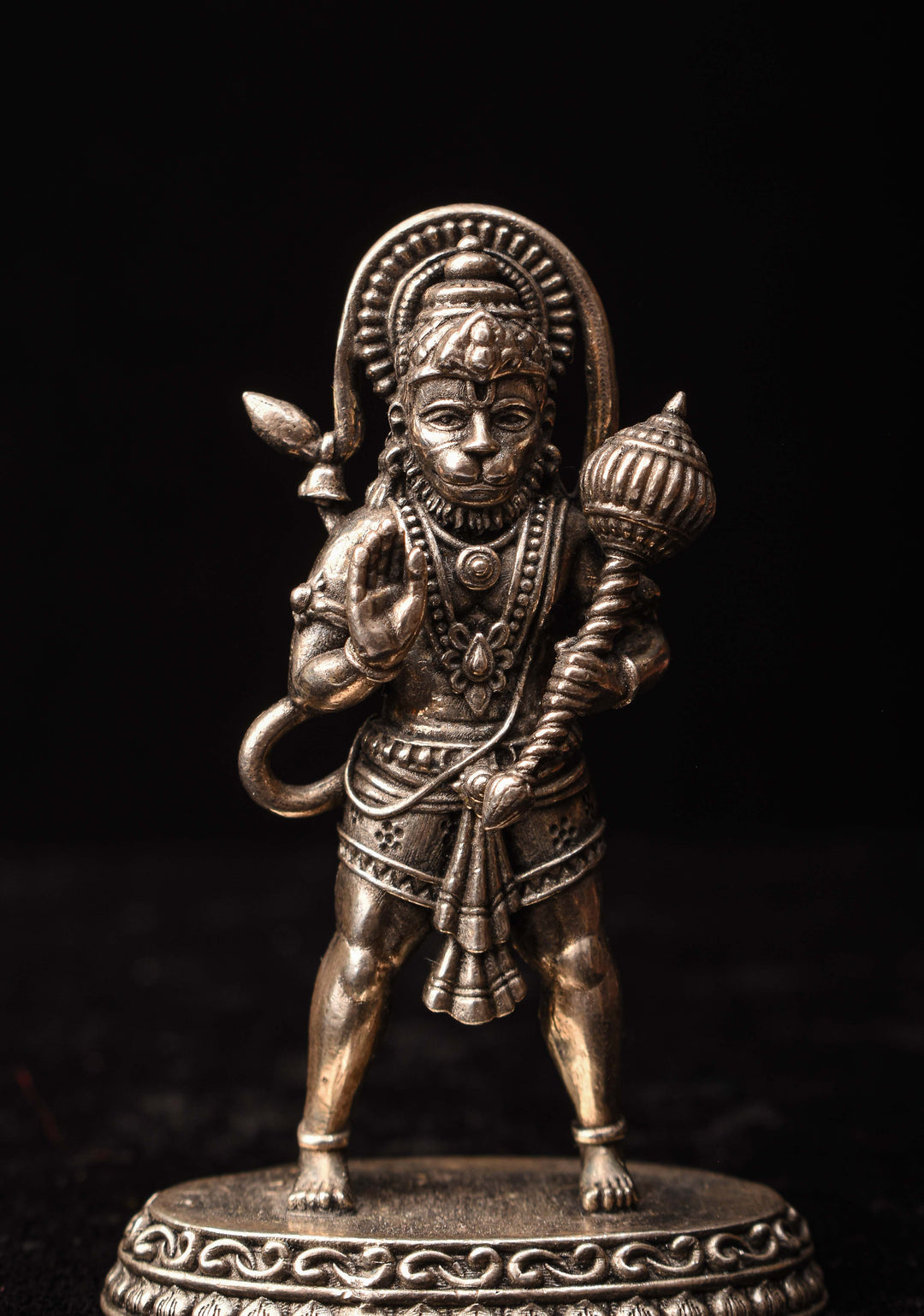 Pure 92.5 silver antique finish Hanuman 2D Idol 2.25"