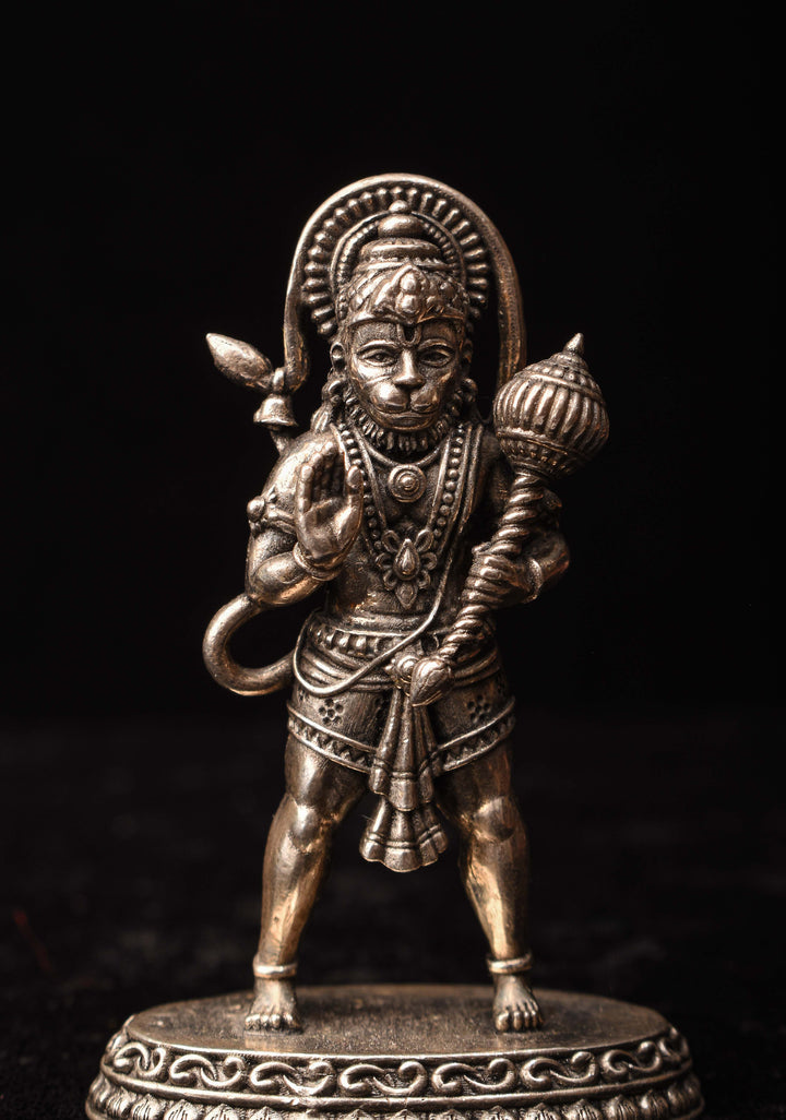 Pure 92.5 silver antique finish Hanuman 2D Idol 2.25"