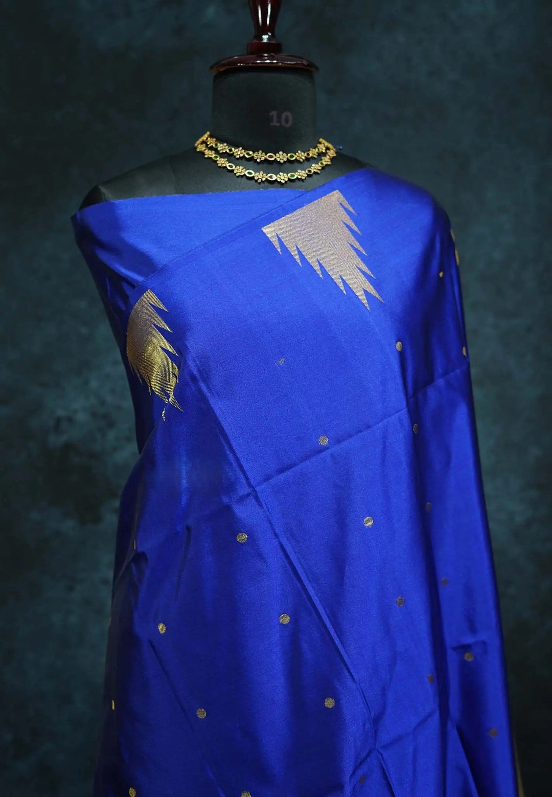 MS Blue - Hamsavalli –Art Silk saree with temple weaving and zari pallu | SHOBITAM
