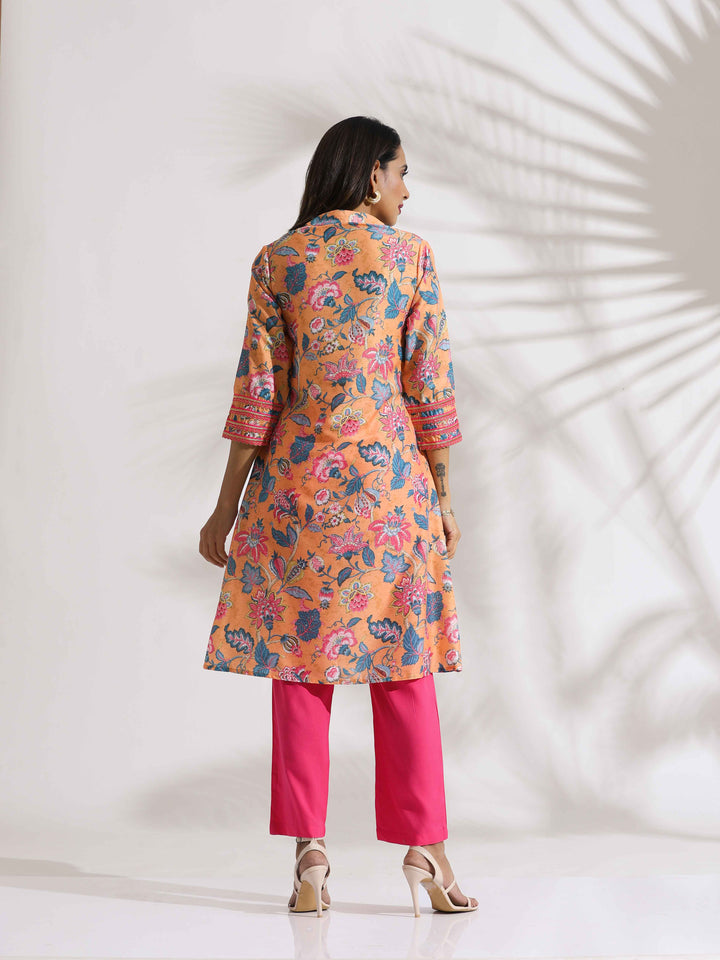 Orange Print Kurta Co-ord Set  | SHOBITAM