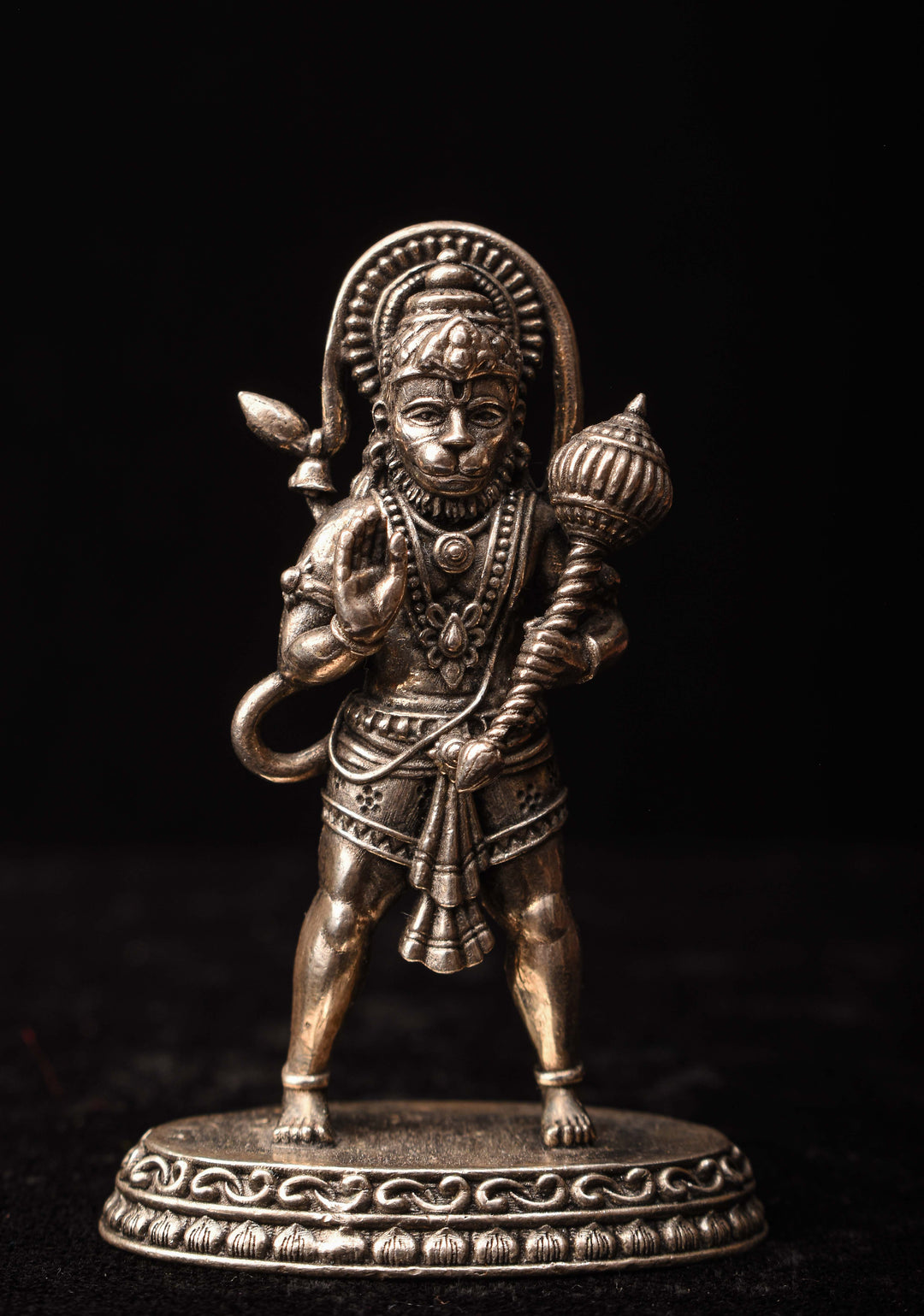 Pure 92.5 silver antique finish Hanuman 2D Idol 2.25"