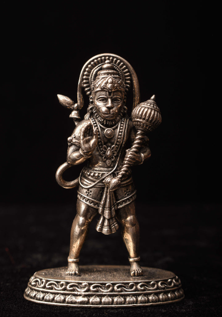 Pure 92.5 silver antique finish Hanuman 2D Idol 2.25"