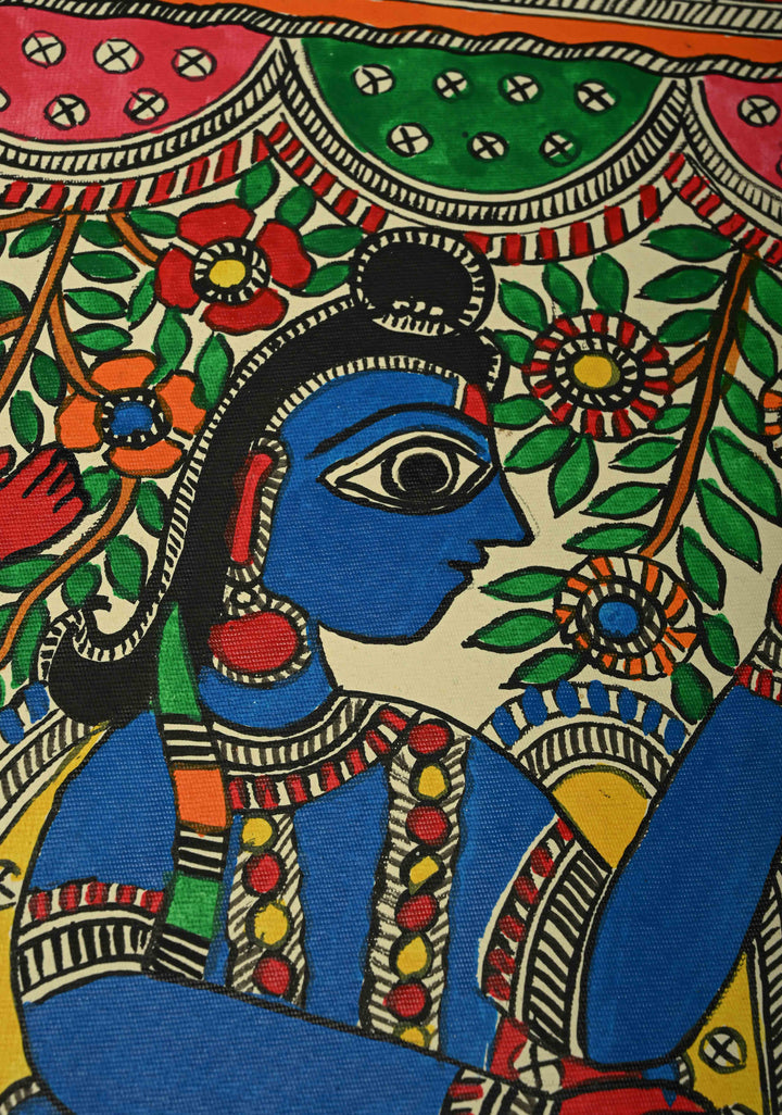 Sita Varmala on Madhubani wall painting, unframed, Unframed,30 x 22 | SHOBITAM